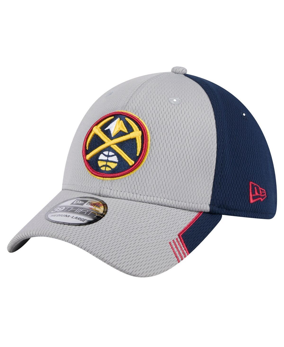 New Era Mens Gray Denver Nuggets Active Trim 39THIRTY Flex Hat - Gray, Navy Product Image