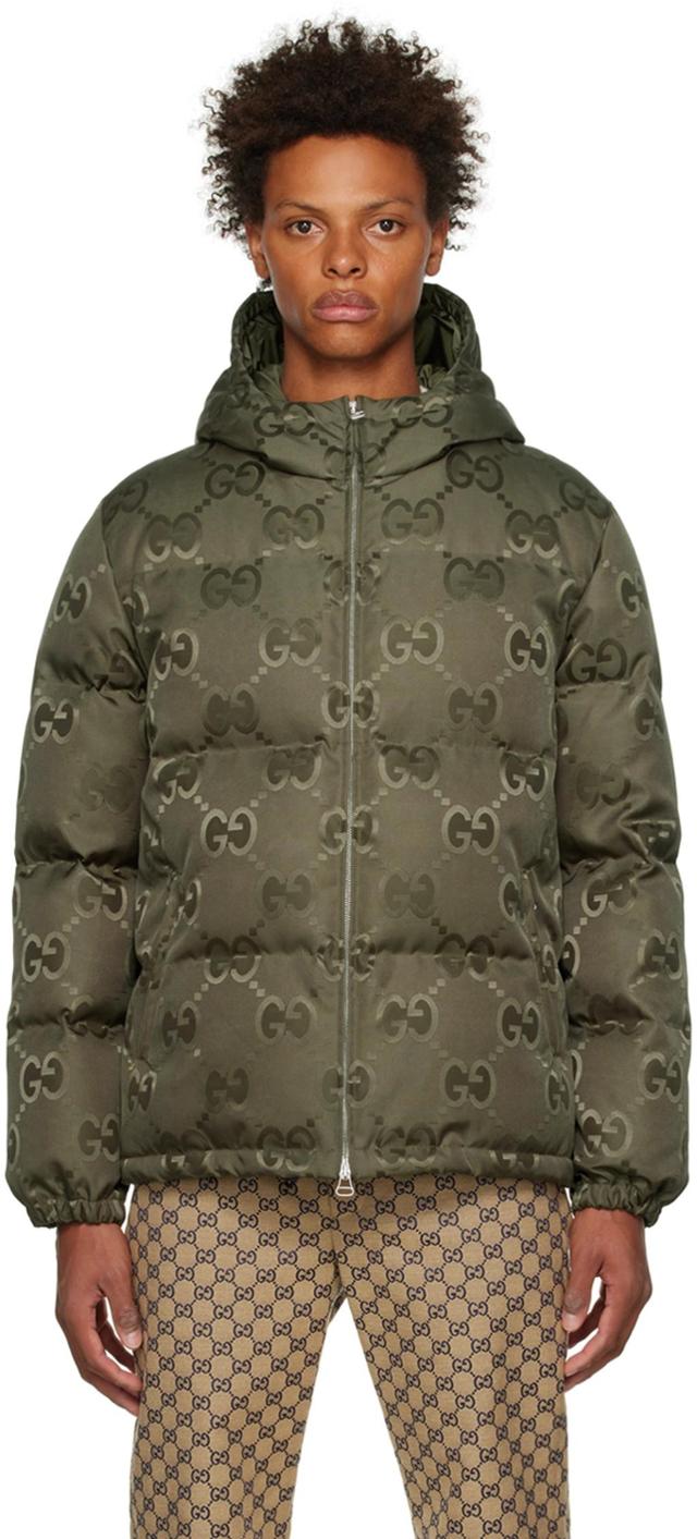 GUCCI Jumbo Gg Canvas Down Jacket In Green Product Image