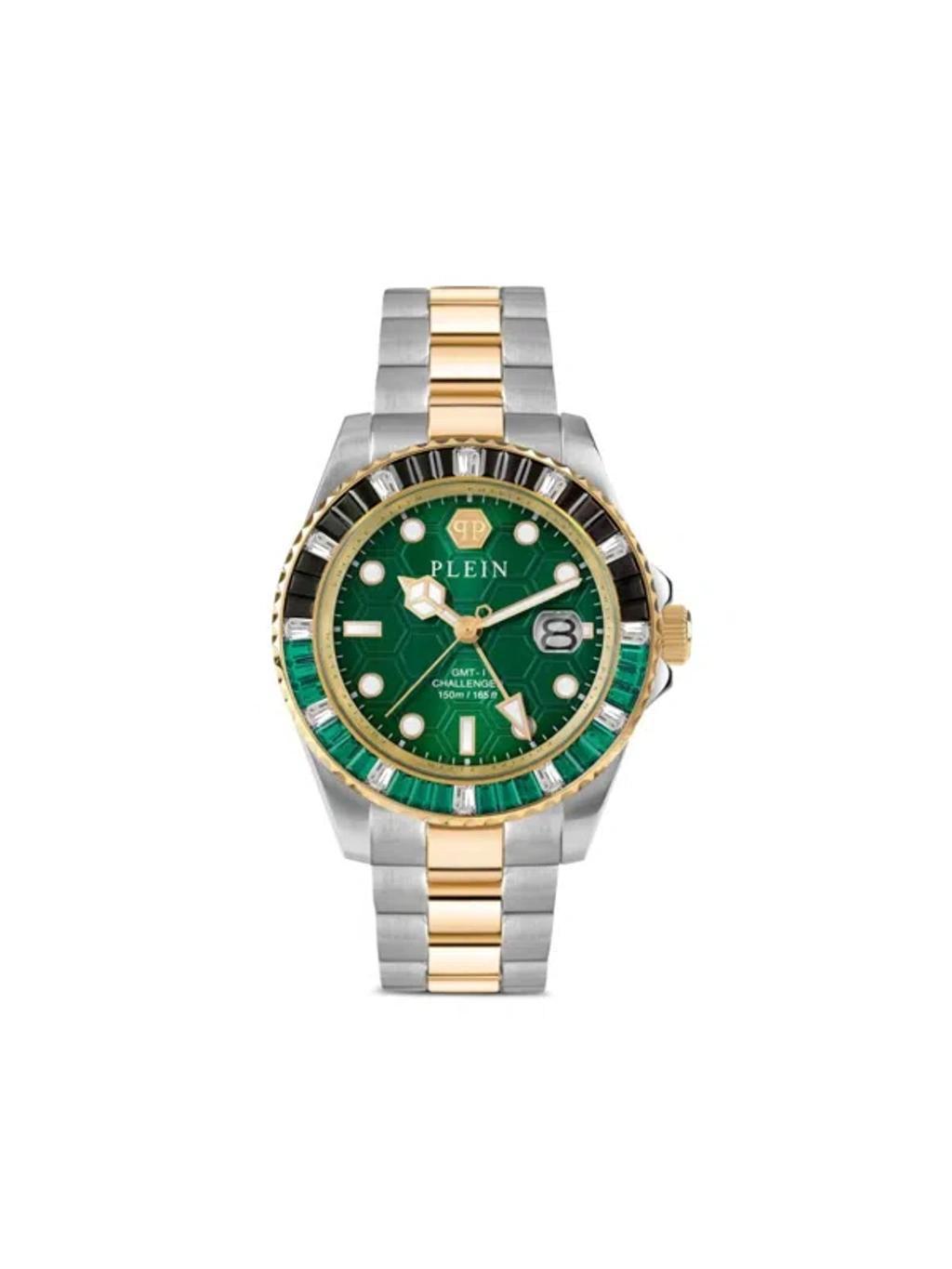 PHILIPP PLEIN Gmt-i Challenger Baguettes 44mm In Green/two-tone Product Image