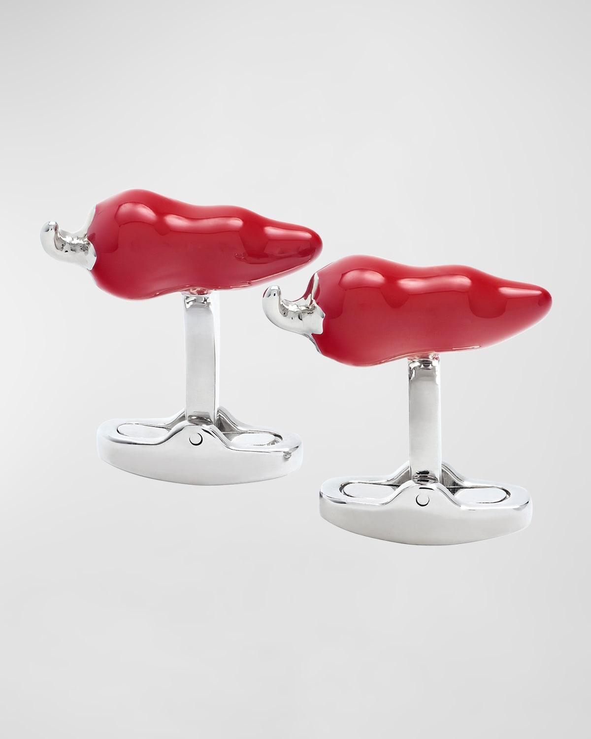 Men's Enamel Red Chili Pepper Cufflinks Product Image