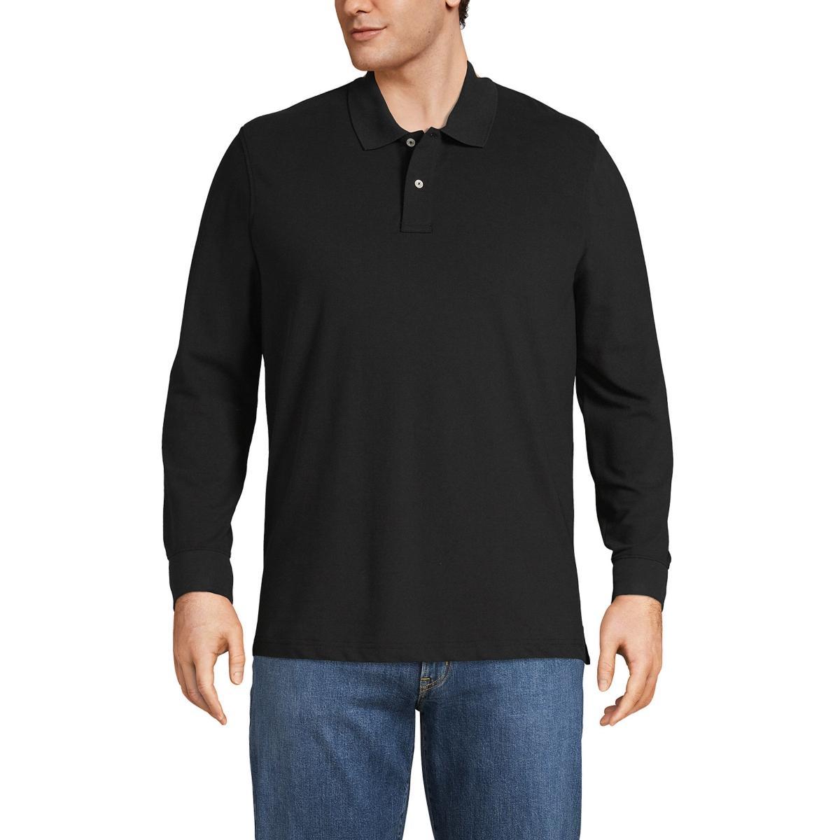 Lands End Mens Big and Tall Comfort First Long Sleeve Mesh Polo Shirt Product Image