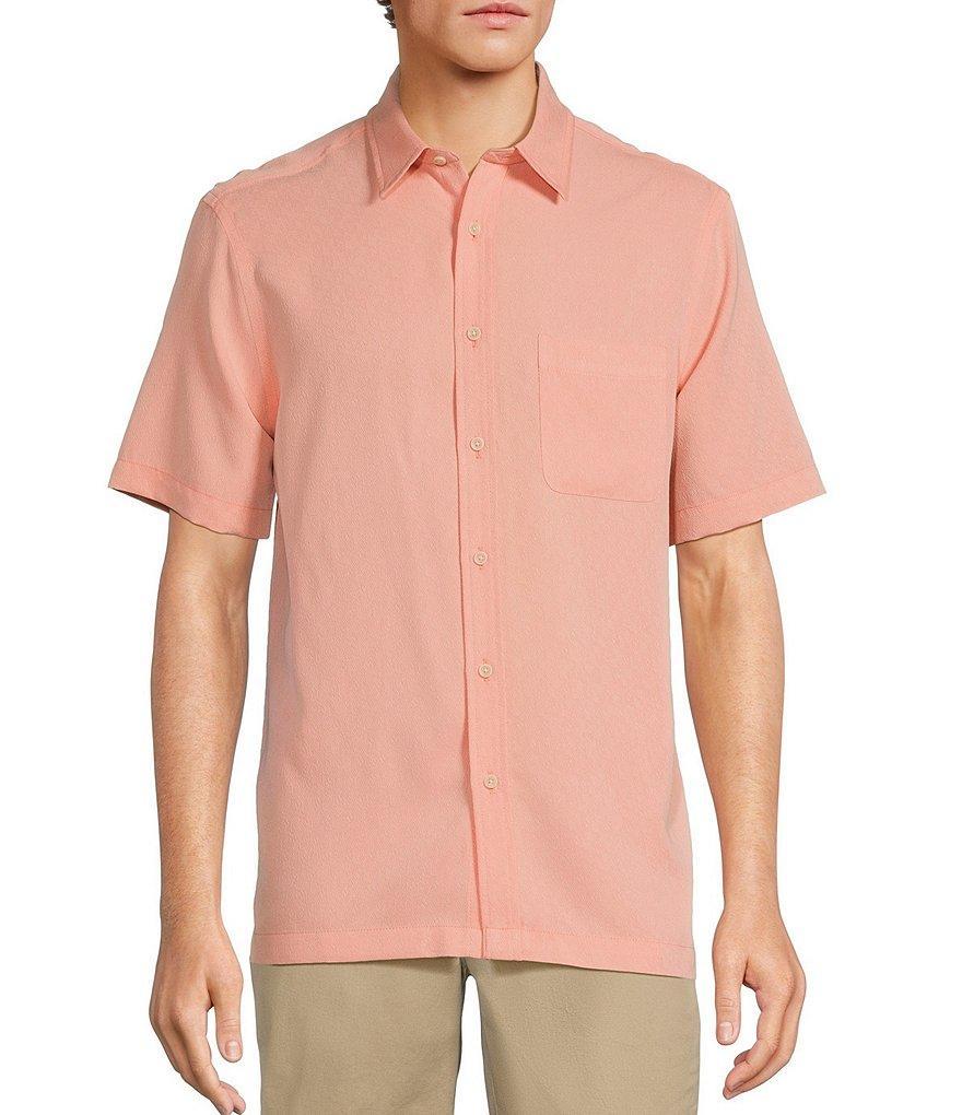 Roundtree & Yorke Short Sleeve Solid Polynosic Jacquard Sport Shirt Product Image