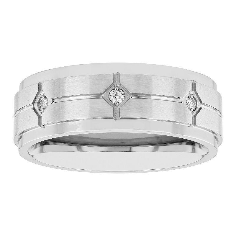 Mens Diamond Accent Stainless Steel Wedding Band Product Image