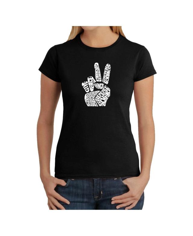 Womens Word Art T-Shirt - Peace Fingers Product Image