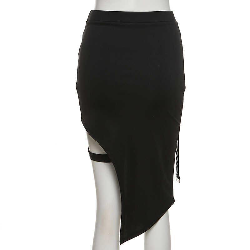 High Rise Plain Asymmetrical Pencil Skirt Product Image