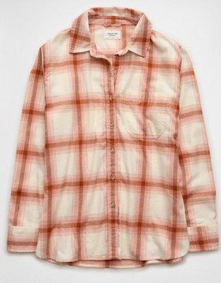 AE Oversized Plaid Flannel Shirt Product Image