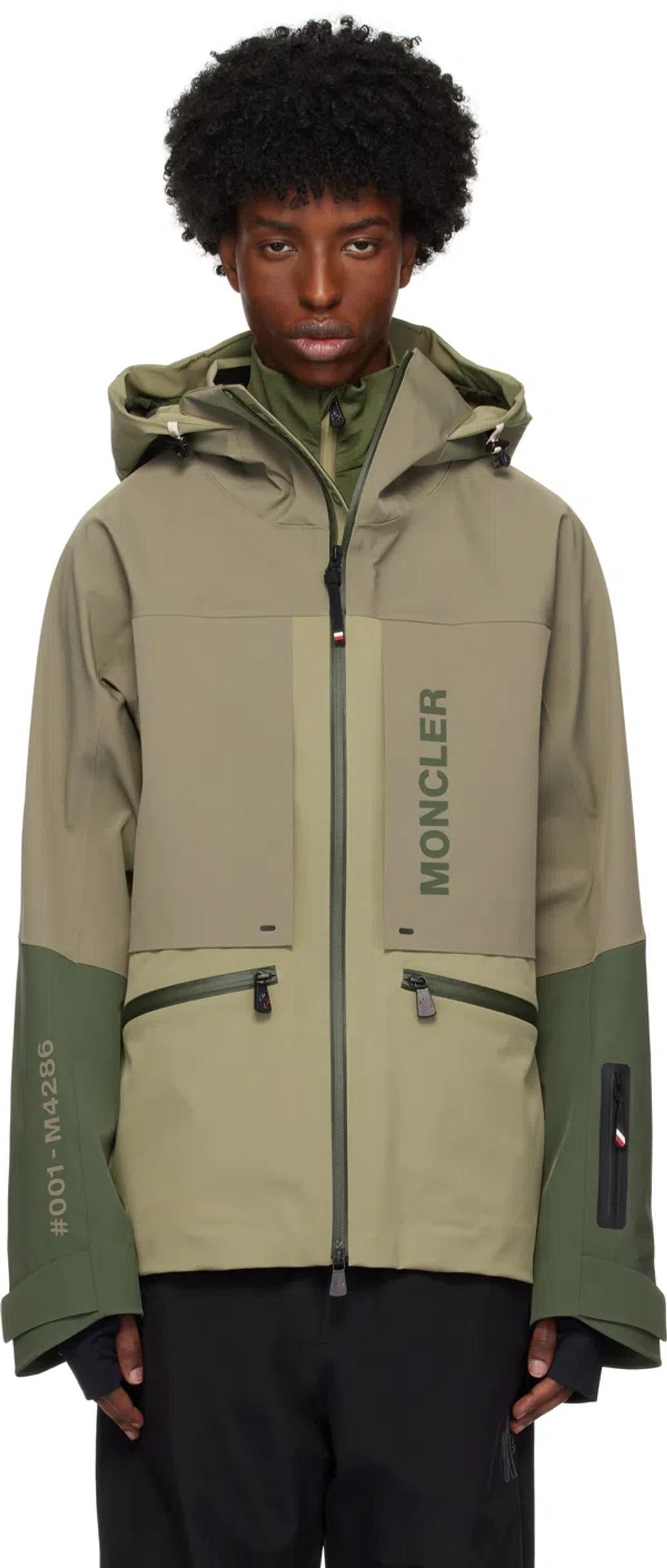 MONCLER Grenoble Logo Printed Hooded Jacket In Green Product Image