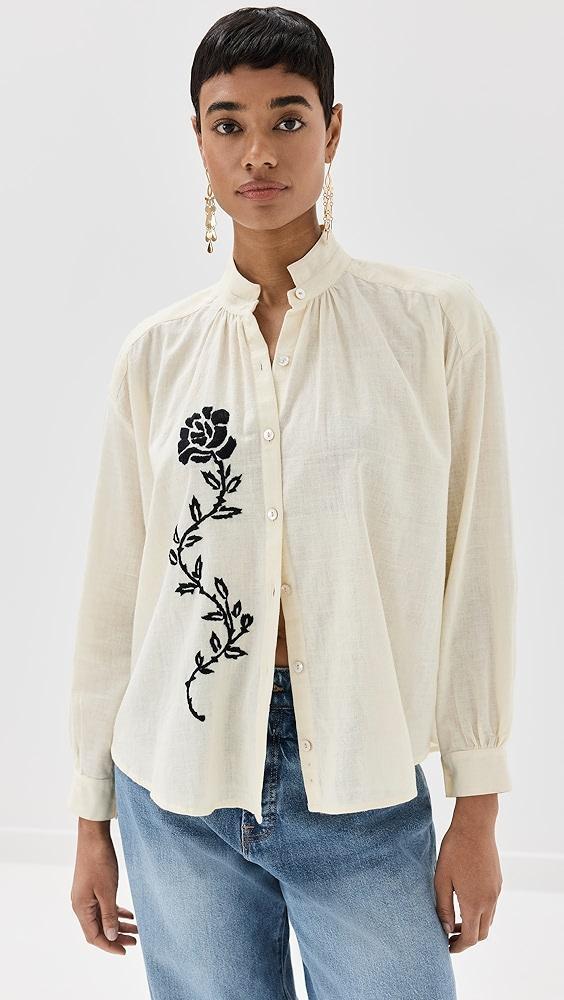 Alix of Bohemia Kiki Noir Rose Embroidered Shirt | Shopbop Product Image