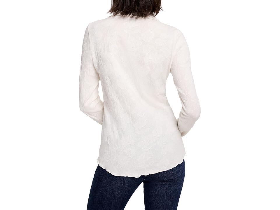 NIC+ZOE Lace Knit Collared Top (Classic Cream) Women's Clothing Product Image