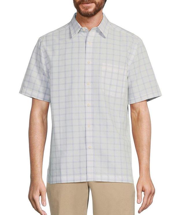 Roundtree & Yorke Short Sleeve Medium Plaid Jacquard Sport Shirt Product Image