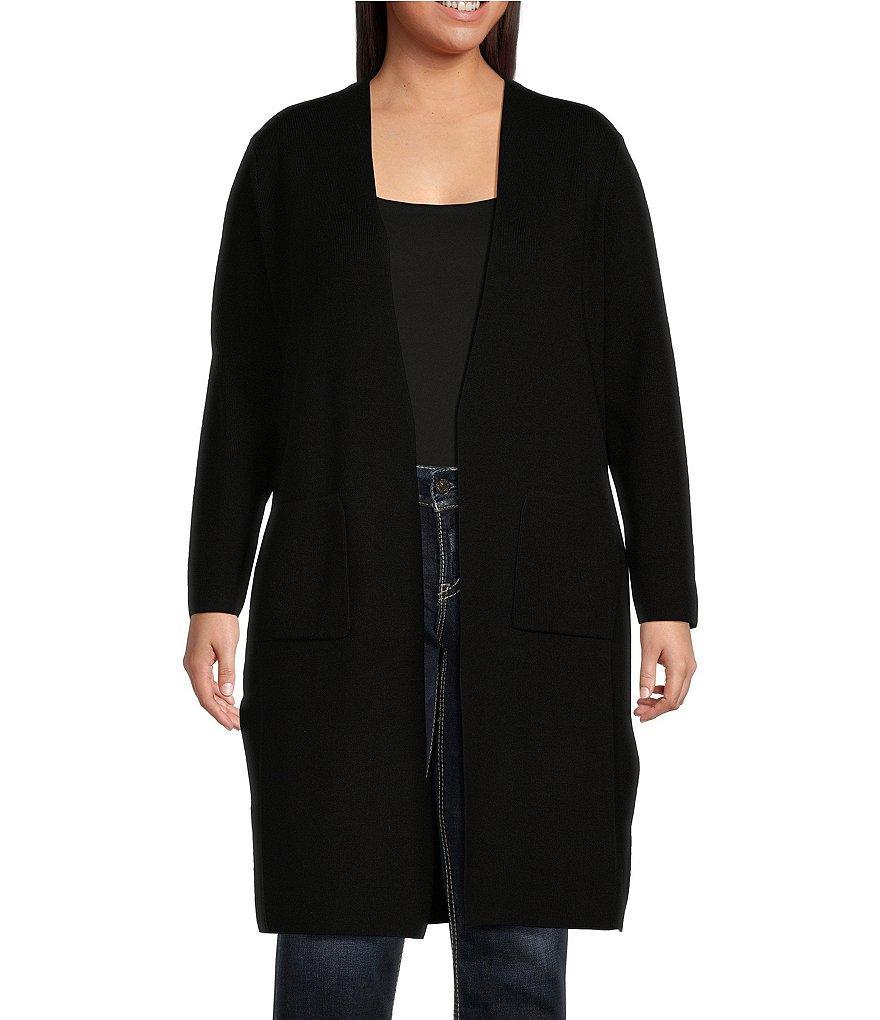 Dex Clothing Plus Long Sleeve Open-Front Long Cardigan Product Image