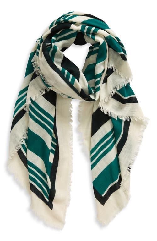 Astra Stripe Cotton Scarf In Emerald Green Product Image