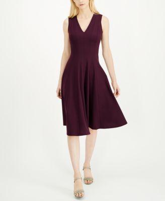 Calvin Klein V-Neck Midi Dress Product Image