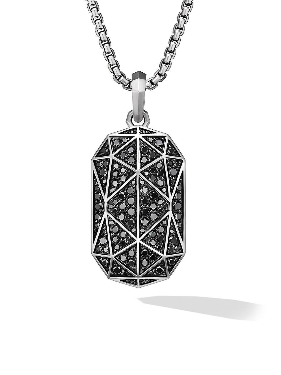 David Yurman Mens Torqued Faceted Amulet in Sterling Silver with Black Diamonds, 37mm Product Image