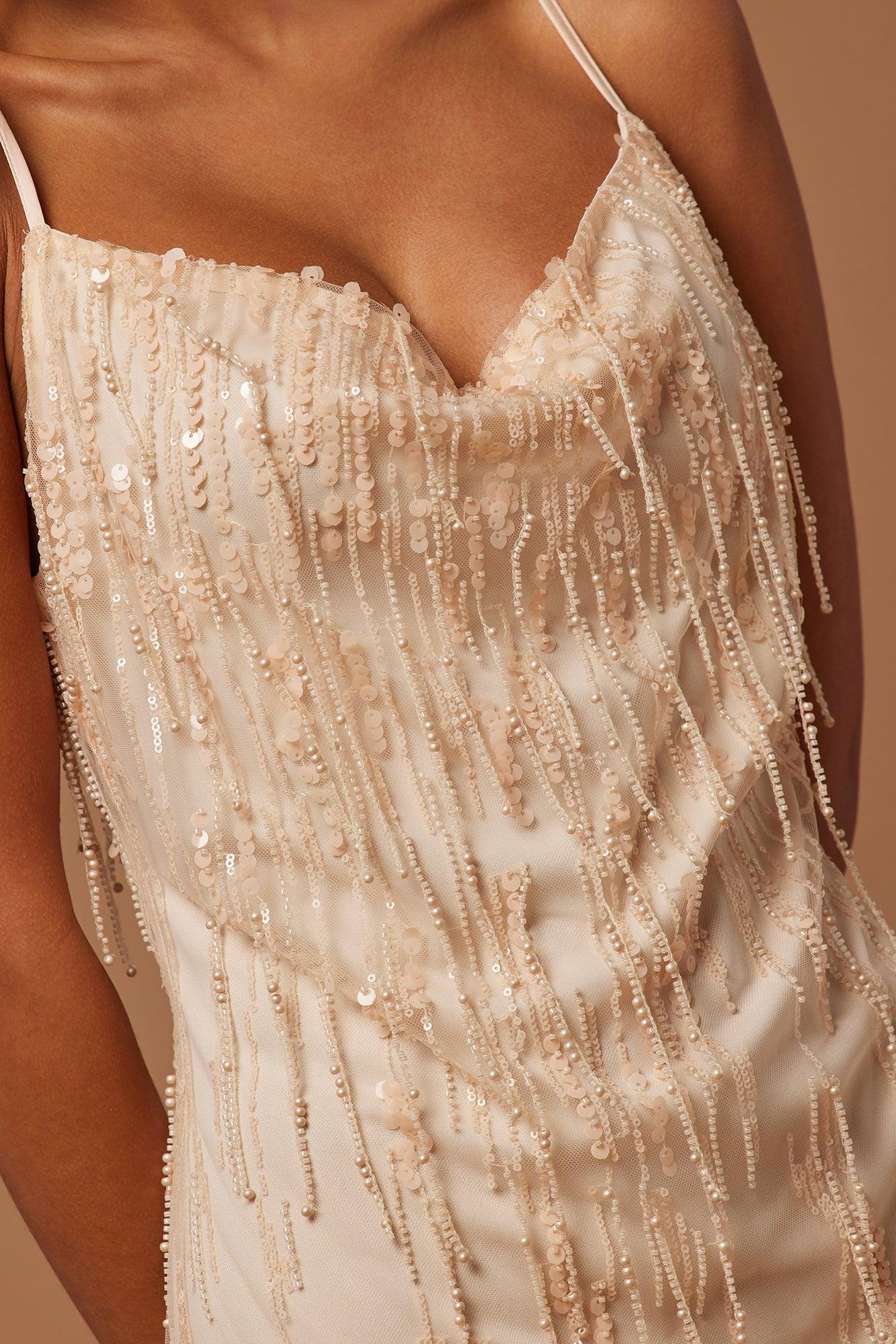 Isabelle Sequin Mini Dress - Nude Product Image