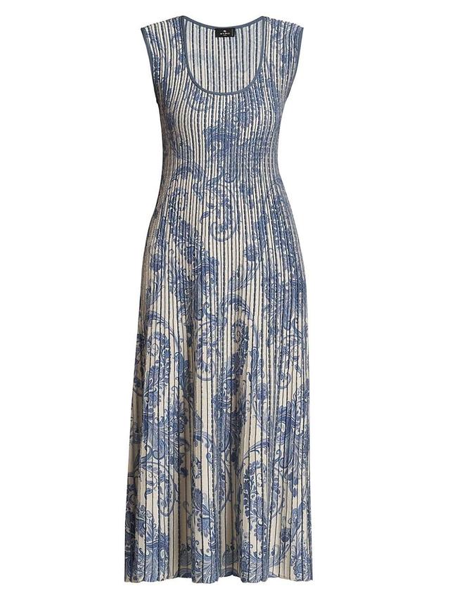 Womens Paisley Pintuck Knit Midi-Dress Product Image