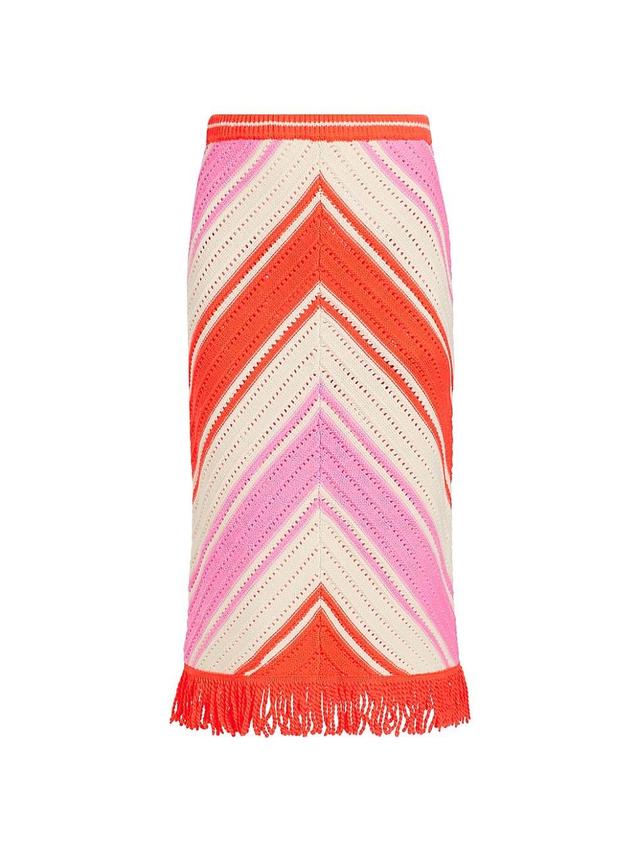 Womens Chevron Fringe Midi-Skirt Product Image