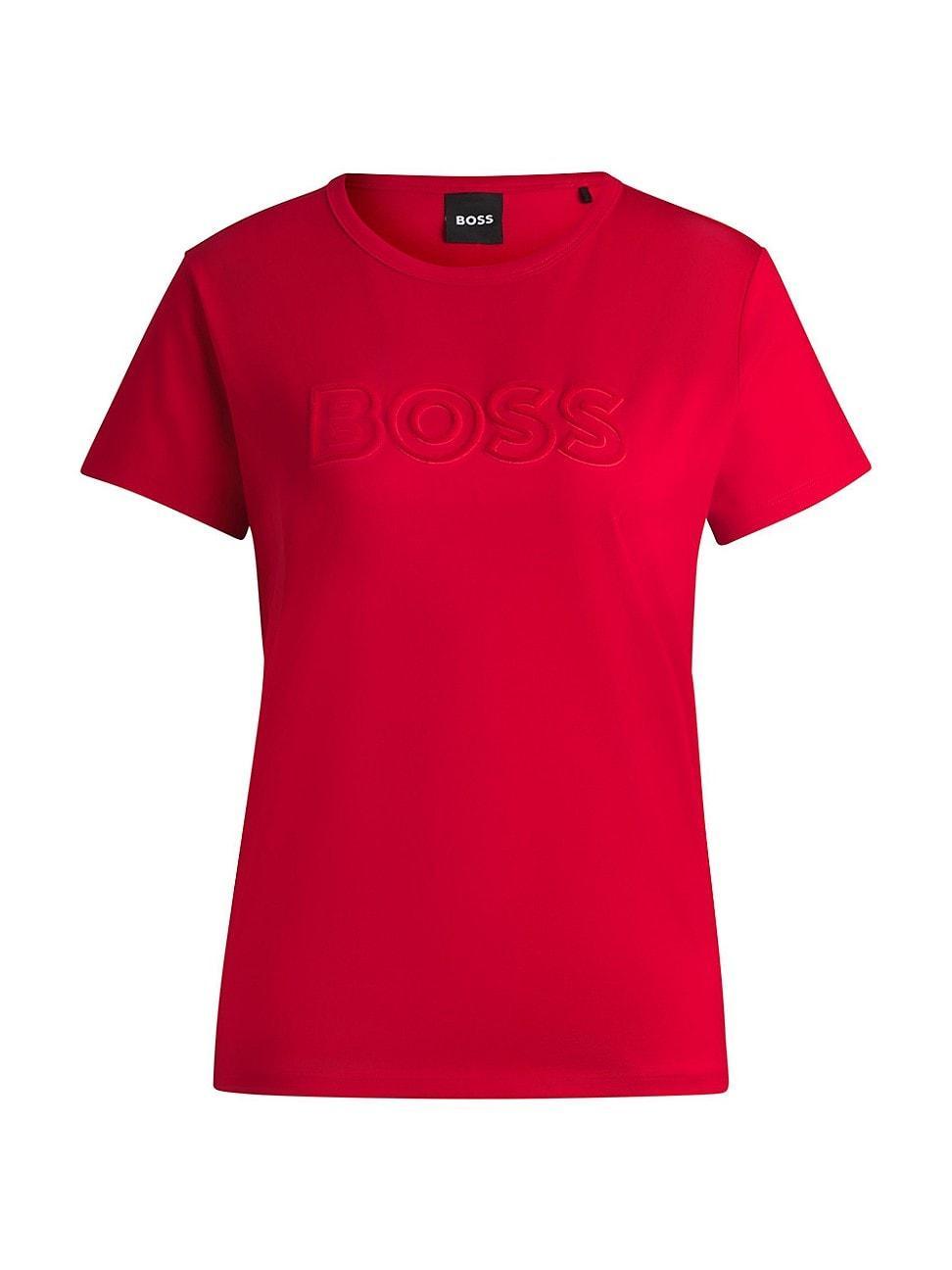 Womens Mercerized-Cotton T-Shirt with Logo Detail Product Image