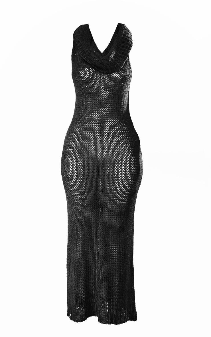 Petite Black Roll Neck Knitted Midaxi Dress Product Image