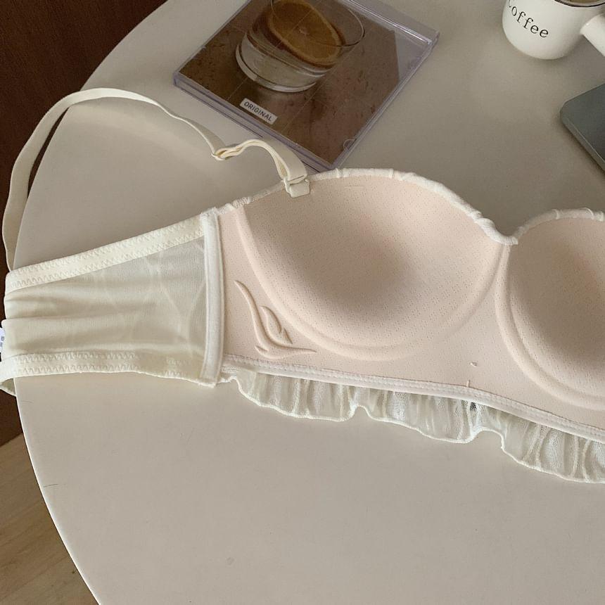 Plain Ruffled Wireless Lace Bra Product Image