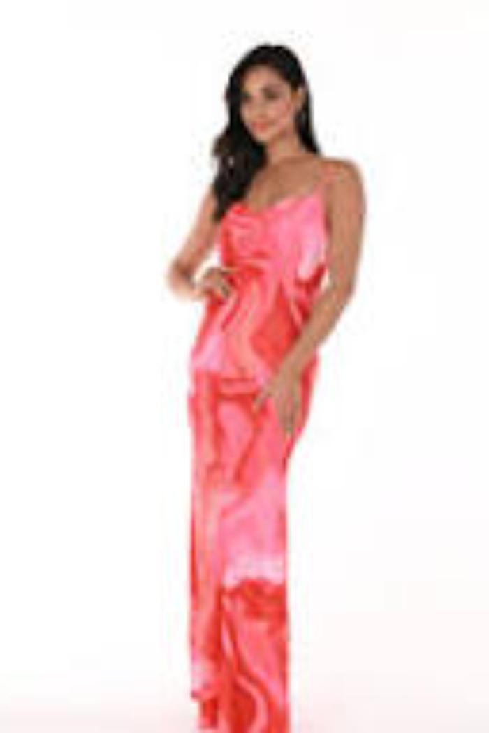 Red and Pink Print Dress Product Image