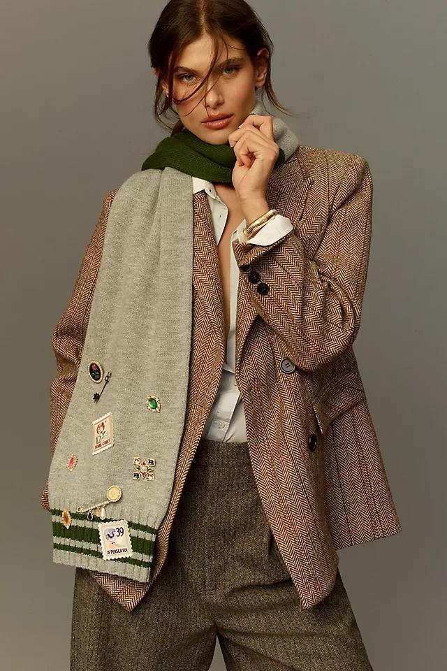 By Anthropologie Varsity Patch Embroidered Scarf Product Image