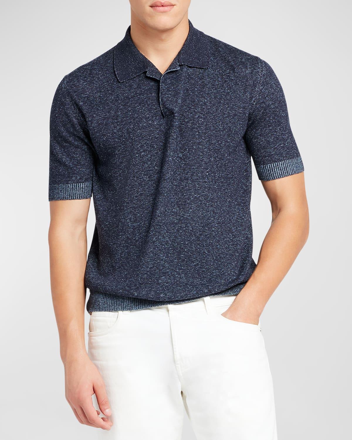 Mens Silk-Linen Johnny Collar Polo Sweater Product Image