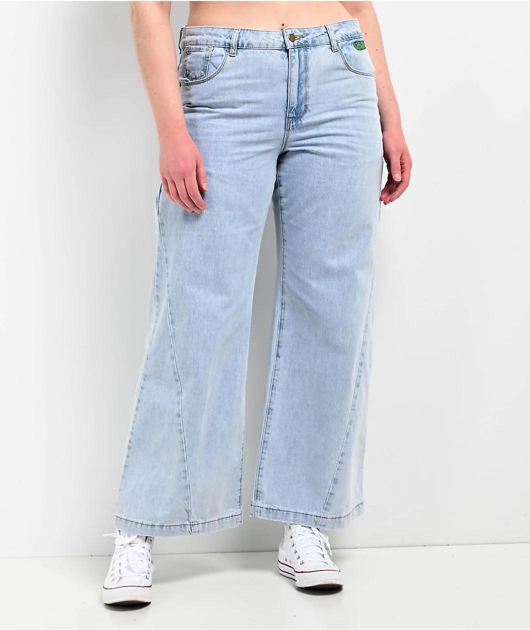 Empyre Allegra Palazzo Light Blue Wash Wide Leg Jeans Product Image