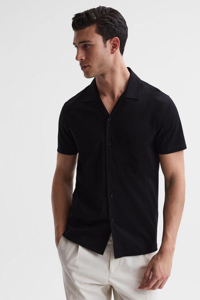 REISS Mens Black Caspa Regular-fit Cotton Shirt Product Image