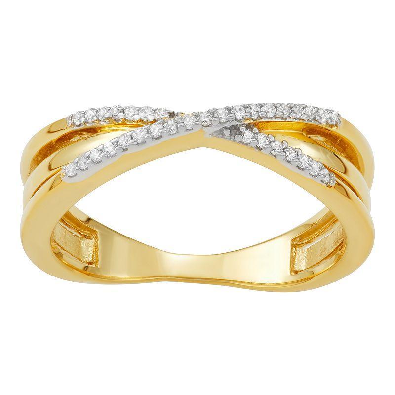 Jewelexcess 14k Gold Over Silver 1/10 Carat T.W. Diamond Ring, Womens Yellow Product Image