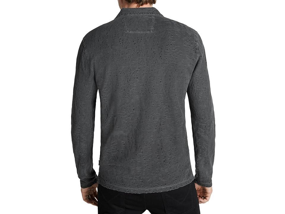 John Varvatos Adam Long Sleeve Polo in Freeform Jacquard K6405Z4 (Iron Grey) Men's Clothing Product Image