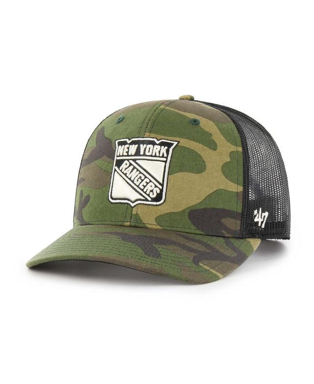 Mens 47 Brand Camo New York Rangers Trucker Snapback Hat - Camo Product Image