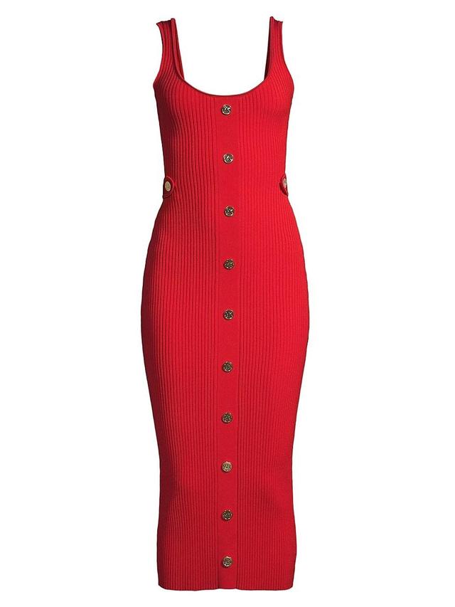 Womens Sleeveless Rib-Knit Midi-Dress Product Image