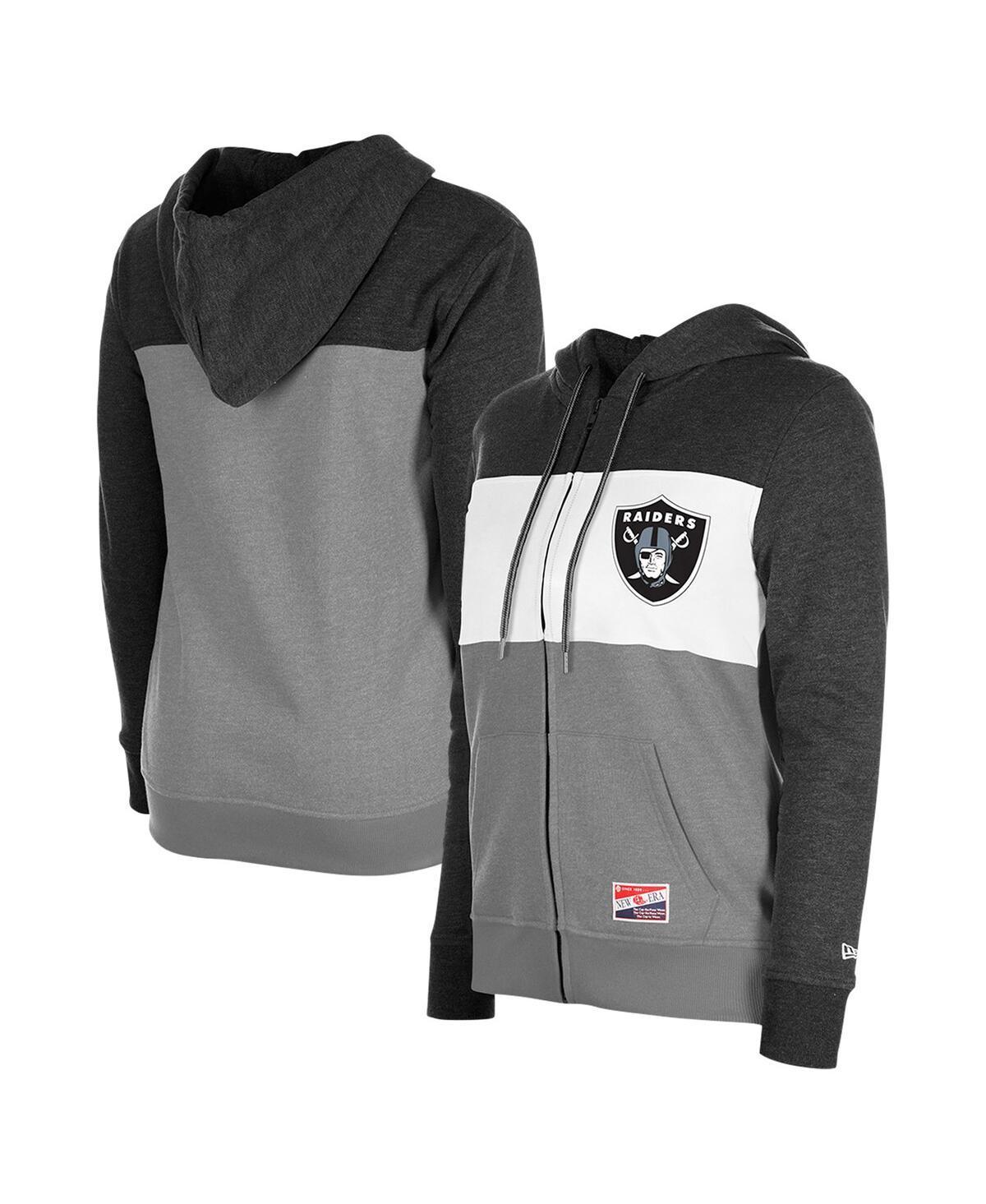 New Era Womens Black Las Vegas Raiders Color-Block Full-Zip Hoodie product image