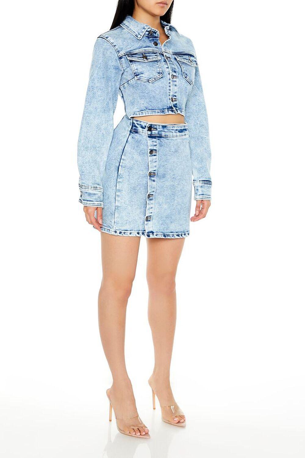 Acid Wash Cutout Denim Mini Dress | Forever 21 Product Image