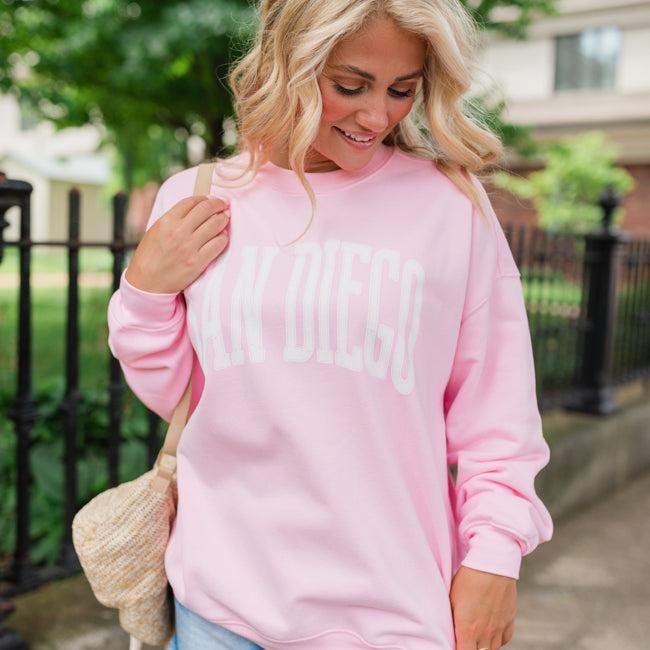 San Diego Light Pink Oversized Graphic Sweatshirt Product Image