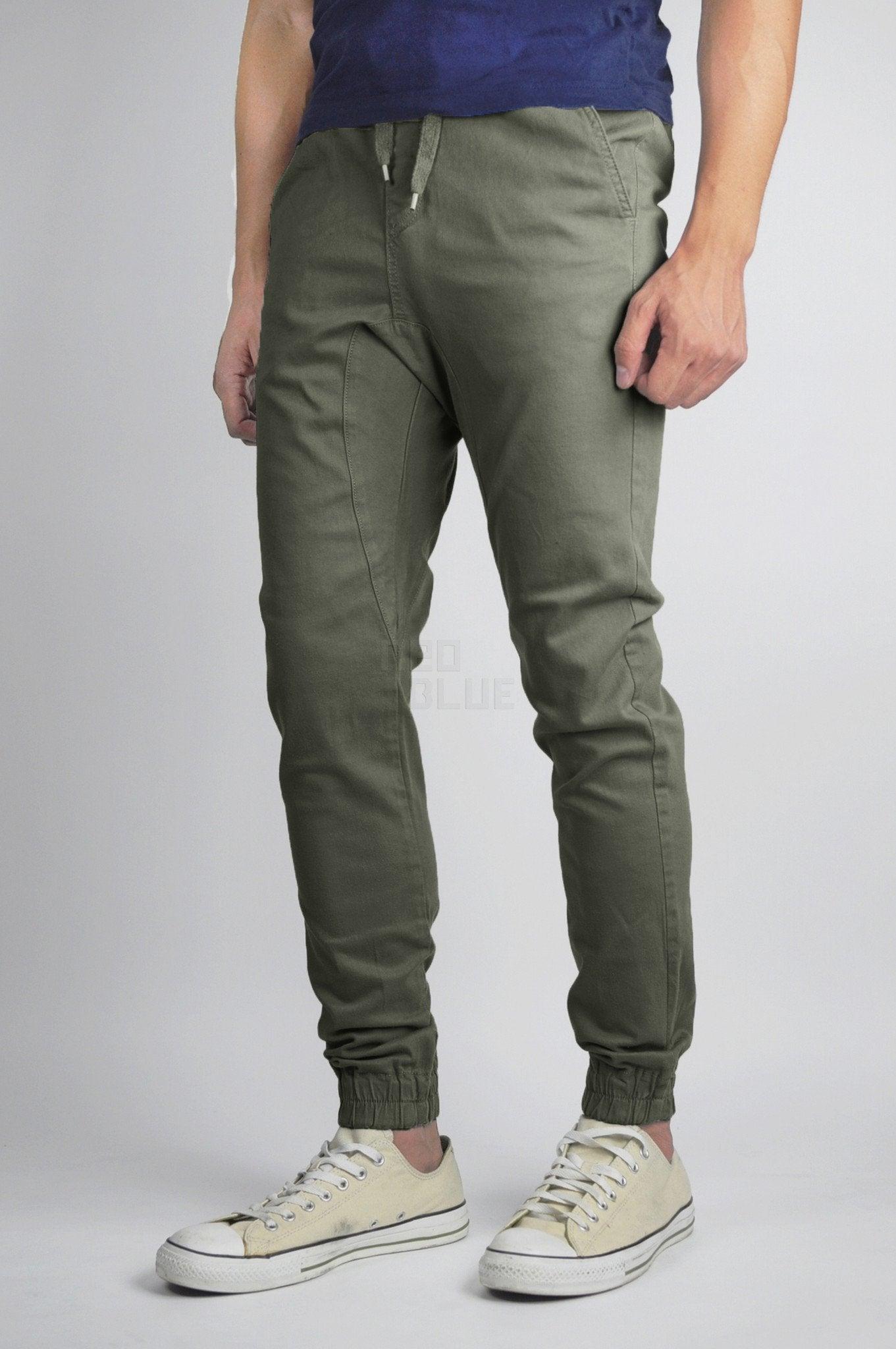 Neo Blue Jeans Army Green Jogger Pants Male Product Image