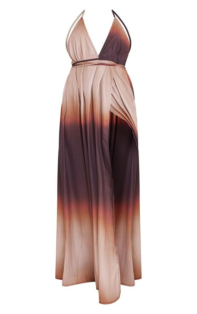 Chocolate Ombre Print Halterneck Maxi Dress Product Image