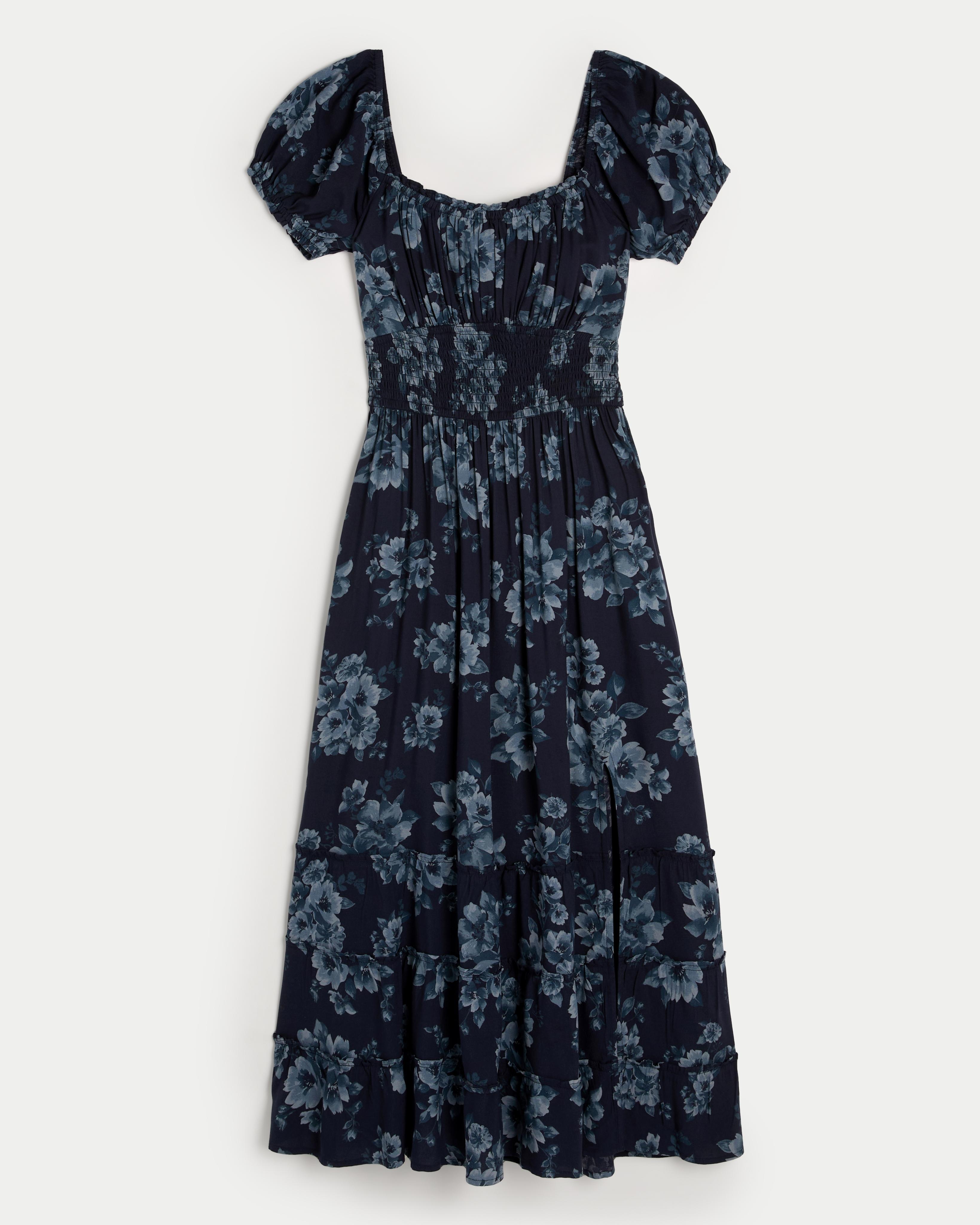 Hollister Saidie Short-Sleeve Tie-Back Midi Dress Product Image