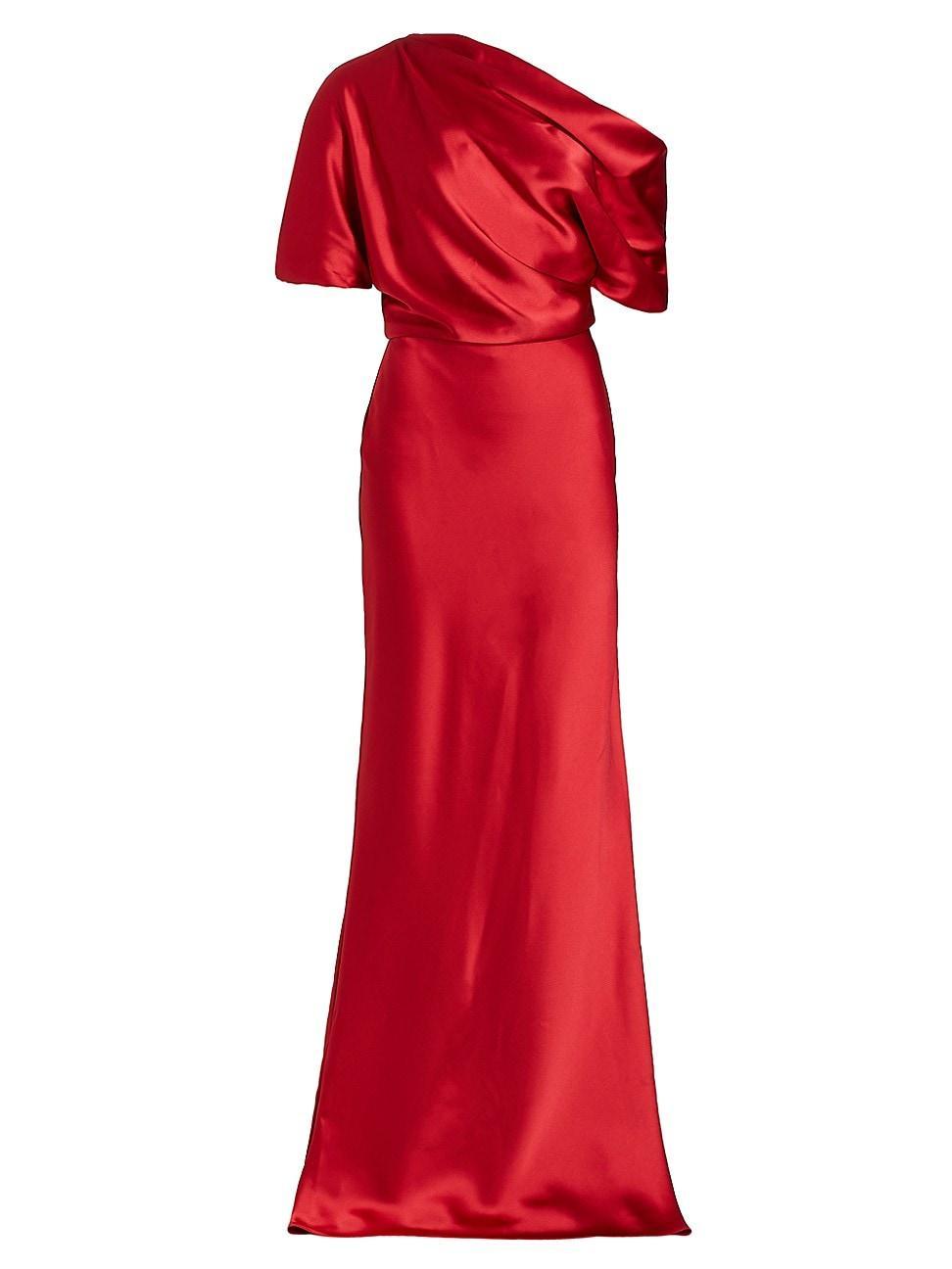 Womens Satin One-Shoulder Gown Product Image