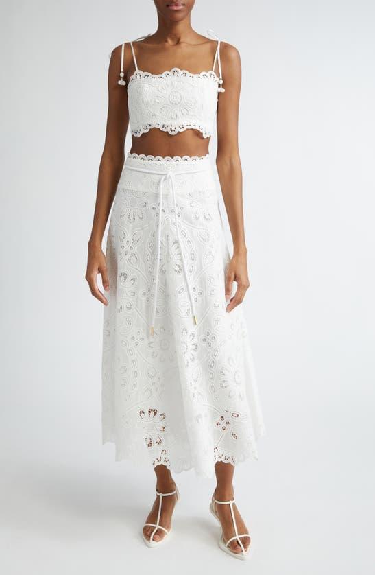 ZIMMERMANN Ottie Embroidered Cotton Crop Top In Ivory Product Image