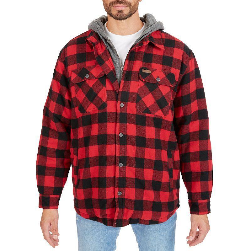 Mens Sherpa-Lined Hooded Flannel Shirt-Jacket Product Image