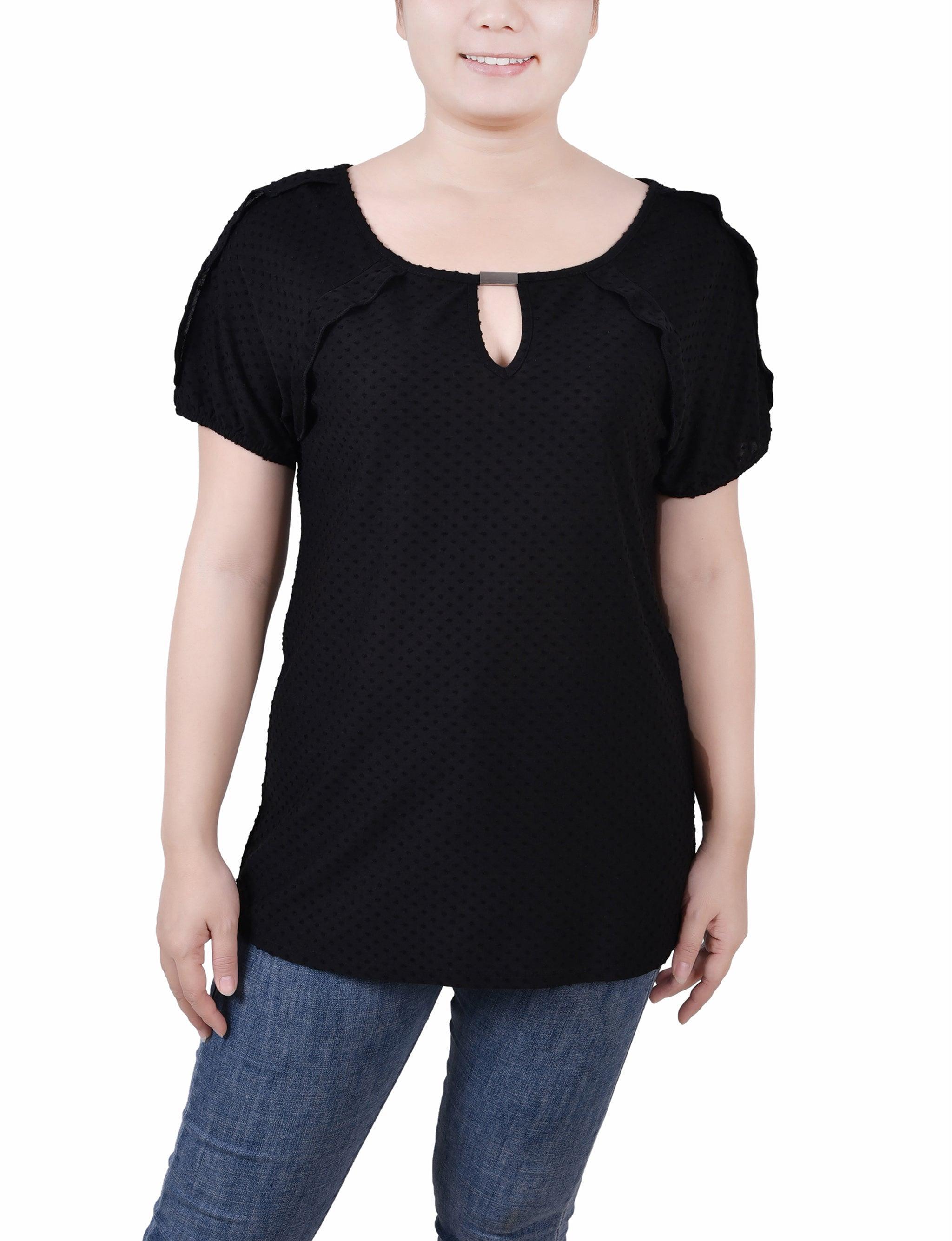 Short Sleeve Swiss Dot Top - Petite Product Image