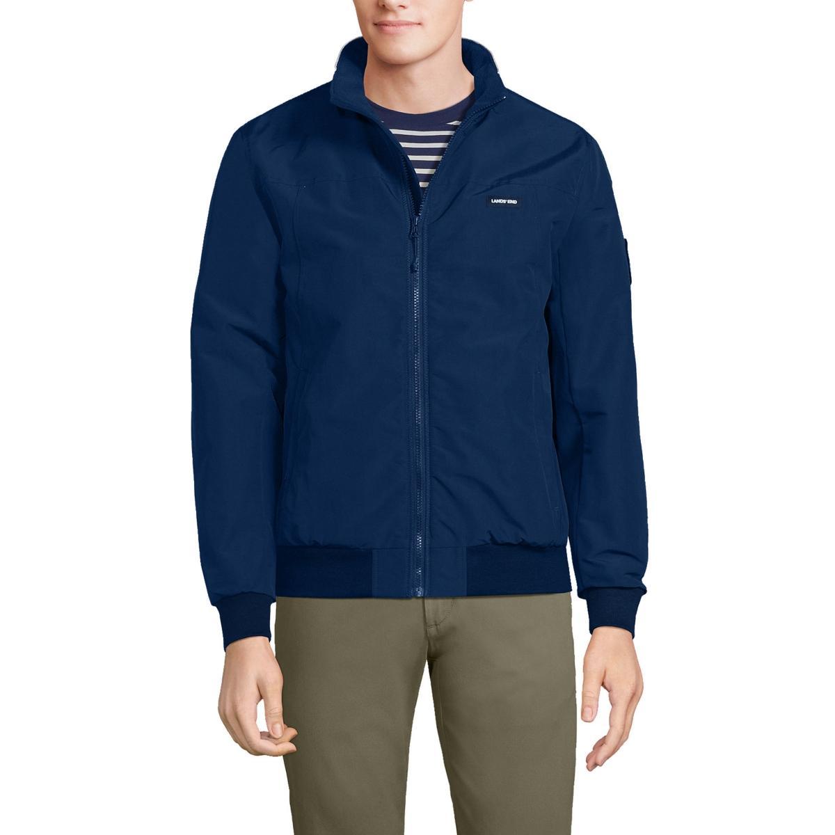 Mens Lands End Classic Squall Bomber Jacket Deep Blue Product Image