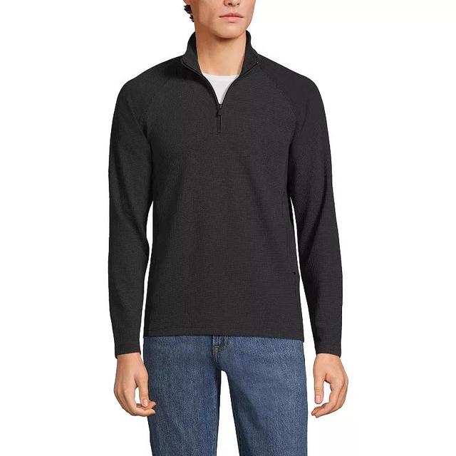 Mens Lands End Long Sleeve Hybrid Textured Quater Zip Pullover Product Image