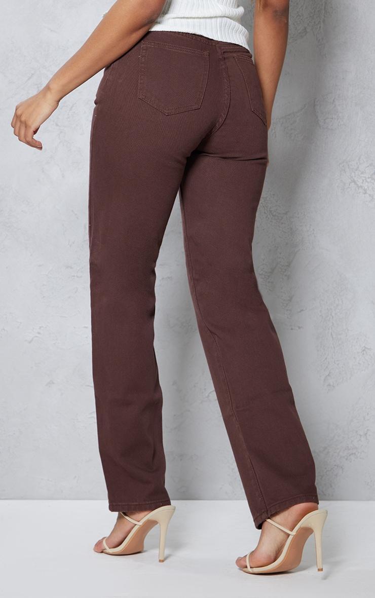 Chocolate High Waist Straight Leg Jeans Product Image