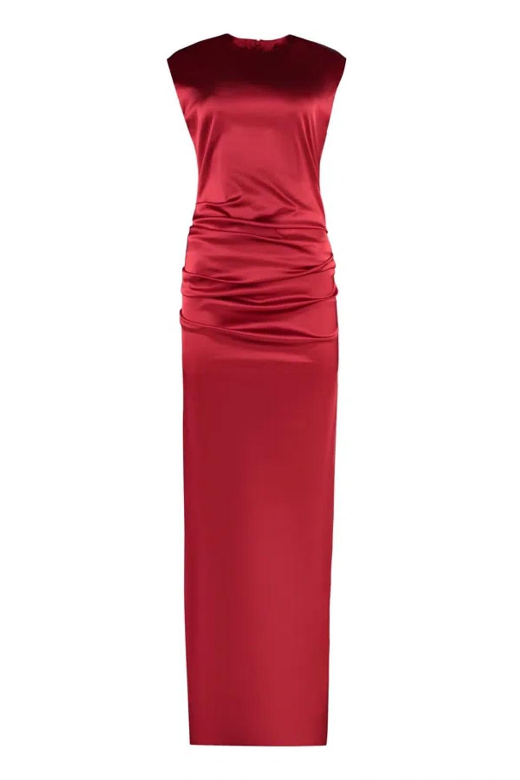 Rea Satin Dress In Red Product Image