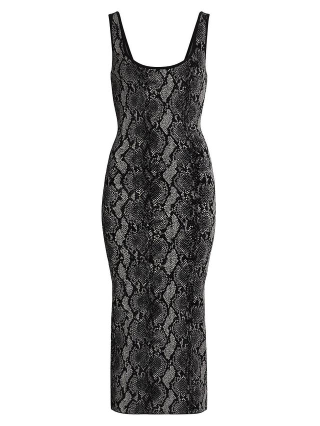 Womens Snake Jacquard Scoopneck Midi-Dress Product Image