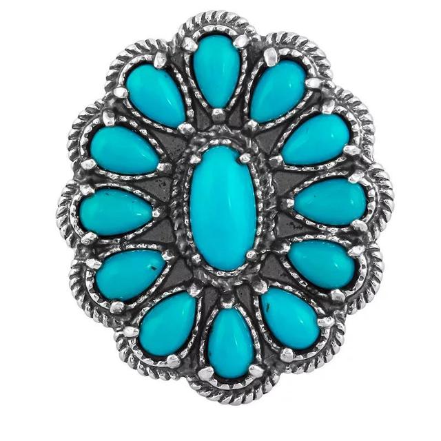 Southwest Spirit Sterling Silver and Turquoise Blossom Ring, Womens Product Image