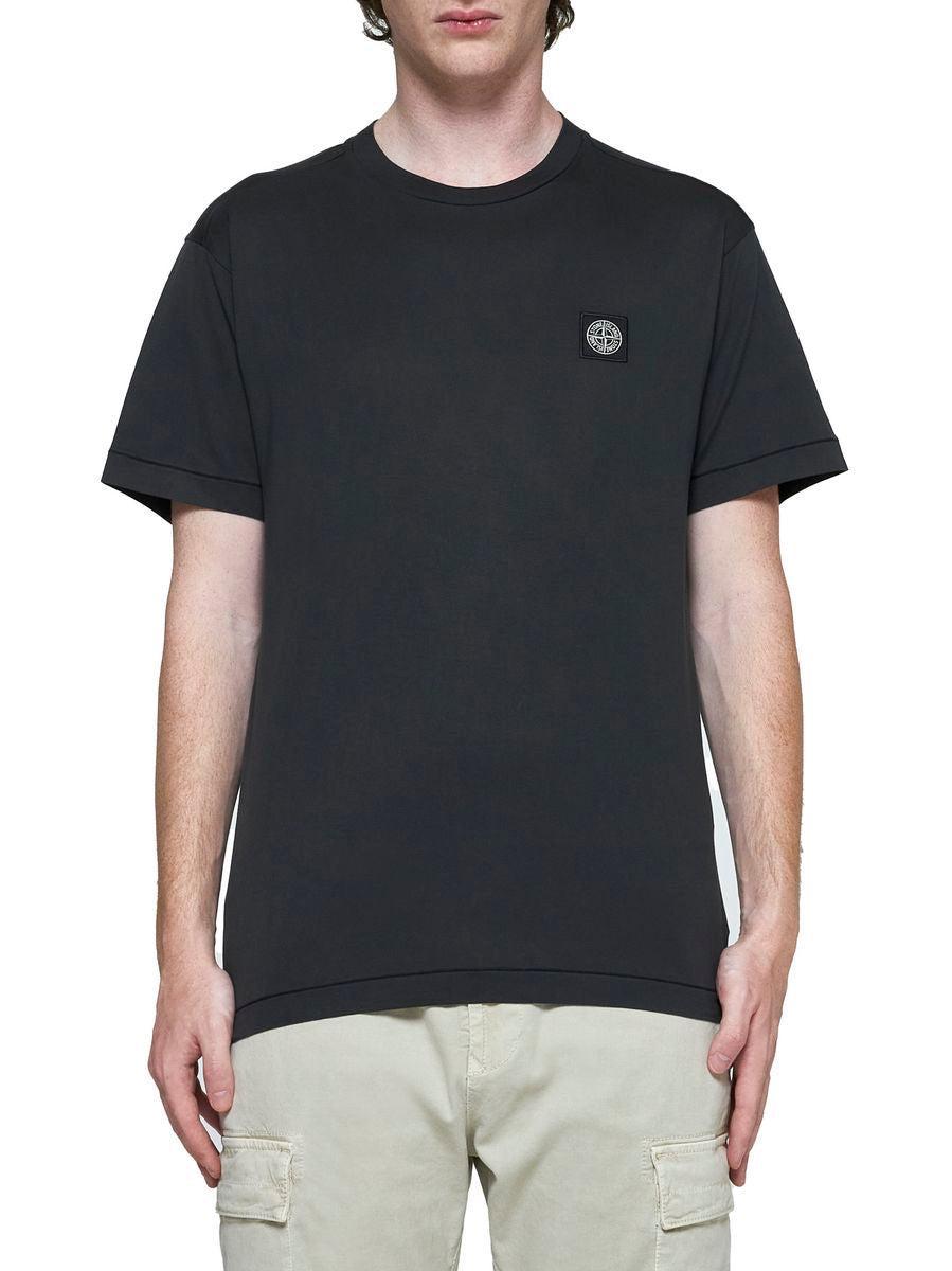 STONE ISLAND Logo-patch Cotton T-shirt In Quartz Pink Product Image